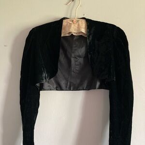 Vintage Black Velvet Bolero Size Medium